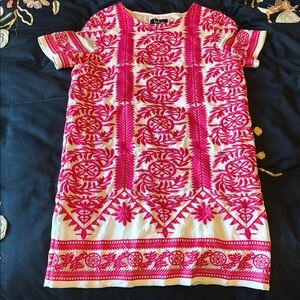Lulu's Pink and White Embroidered Dress